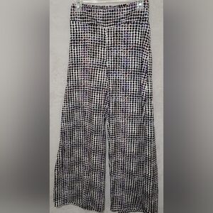 Bar III Black and White Grid Wide Leg Pull On Pants Size XS